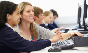 students at a computer