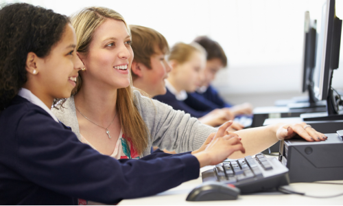 students at a computer